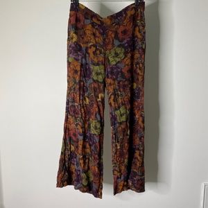 Floral Linen bell bottoms Sz M-L